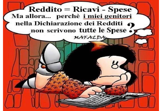 Vignetta Mafalda – Reddito=Ricavi-Spese